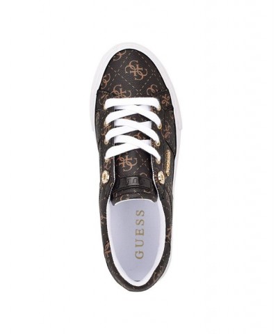 Women's Loven Casual Lace-Up Sneakers Brown $32.88 Shoes