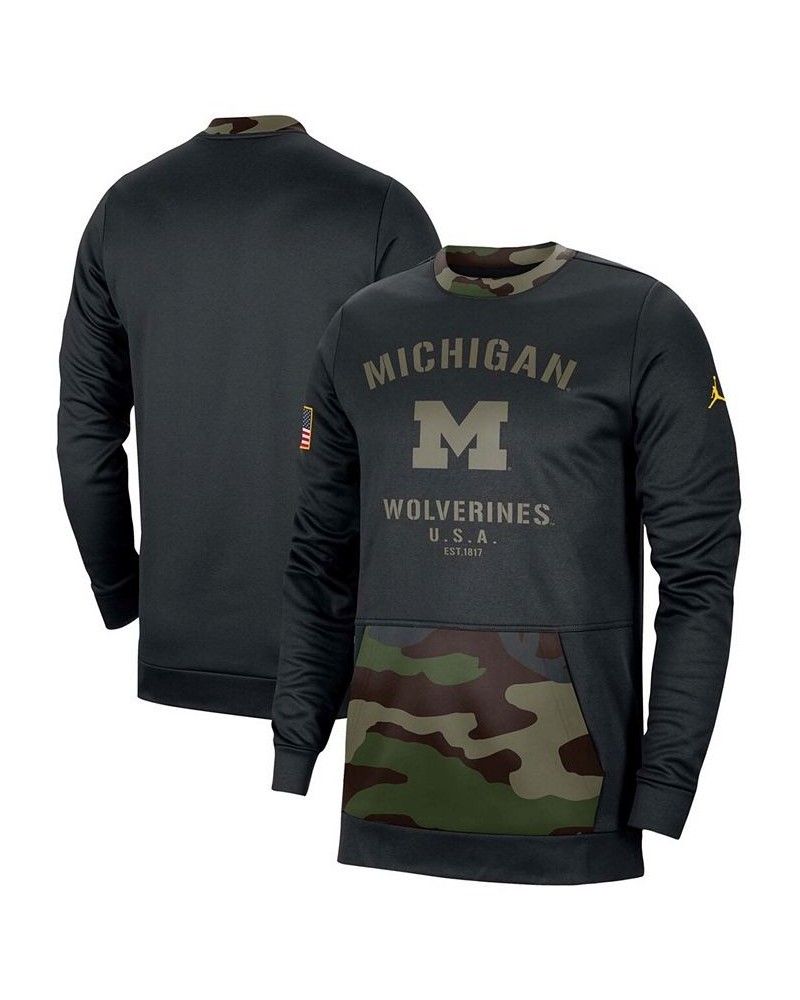 Men's Black and Camo Michigan Wolverines Military Appreciation Performance Pullover Sweatshirt $36.00 Sweatshirt