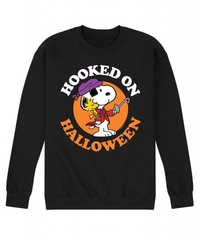 Men's Peanuts Hooked On Halloween Fleece T-shirt Black $29.69 T-Shirts