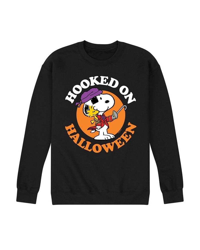 Men's Peanuts Hooked On Halloween Fleece T-shirt Black $29.69 T-Shirts