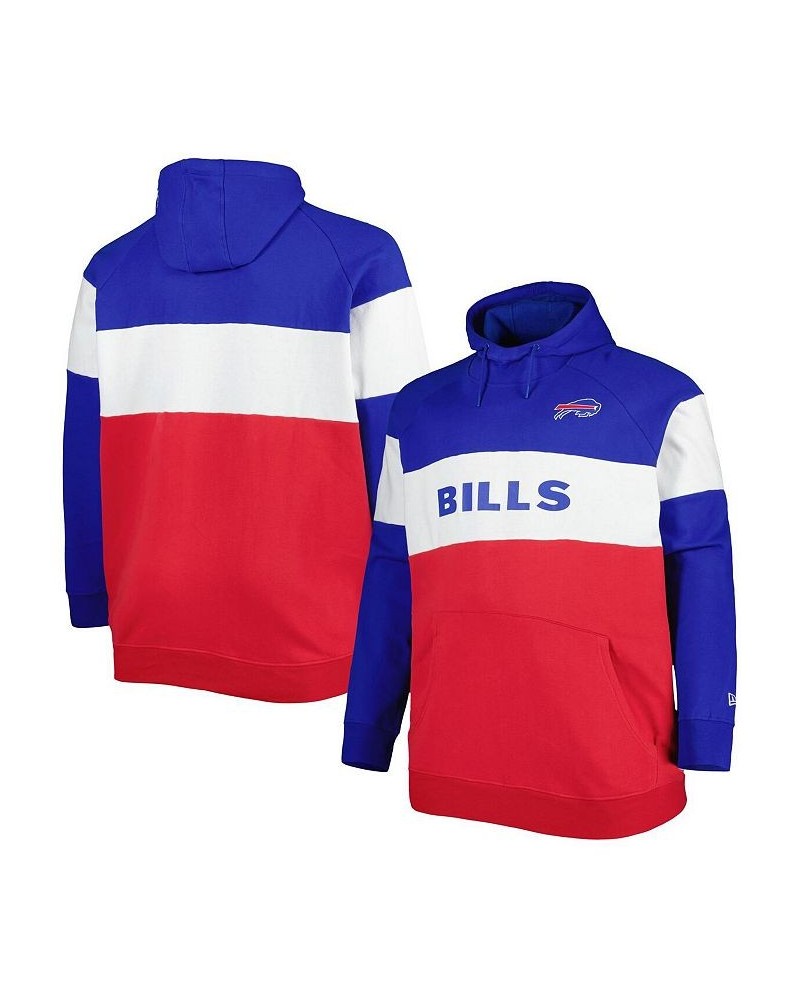 Men's Red Buffalo Bills Big and Tall Current Team Colorblock Fleece Raglan Pullover Hoodie $41.00 Sweatshirt