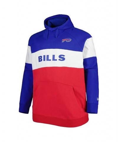 Men's Red Buffalo Bills Big and Tall Current Team Colorblock Fleece Raglan Pullover Hoodie $41.00 Sweatshirt