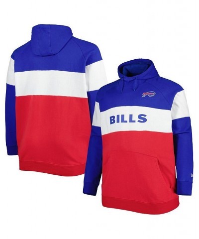 Men's Red Buffalo Bills Big and Tall Current Team Colorblock Fleece Raglan Pullover Hoodie $41.00 Sweatshirt