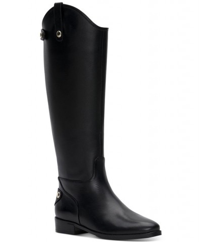 Women's Aleah Riding Boots Black $32.77 Shoes