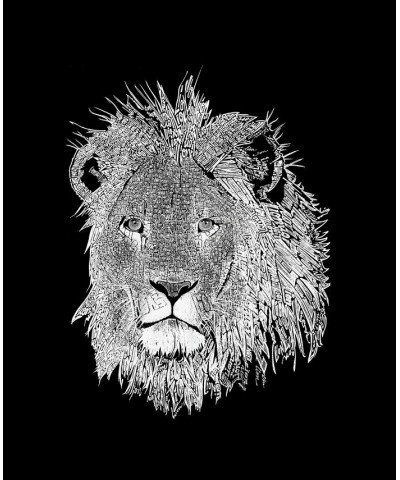 Men's Word Art Lion Hooded Sweatshirt Black $27.60 Sweatshirt