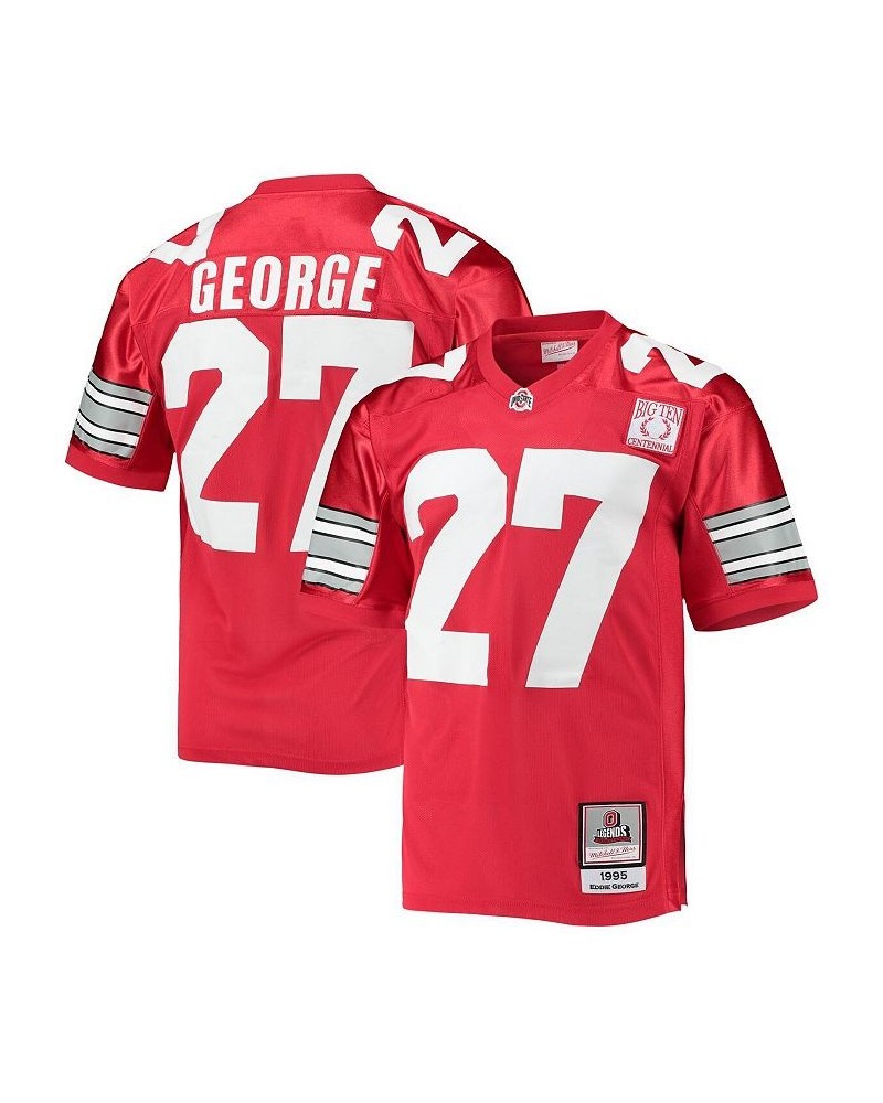 Men's Eddie George Scarlet Ohio State Buckeyes 1995 Authentic Throwback Football Jersey $136.40 Jersey