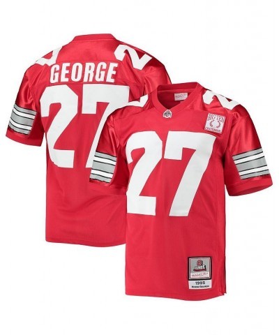 Men's Eddie George Scarlet Ohio State Buckeyes 1995 Authentic Throwback Football Jersey $136.40 Jersey