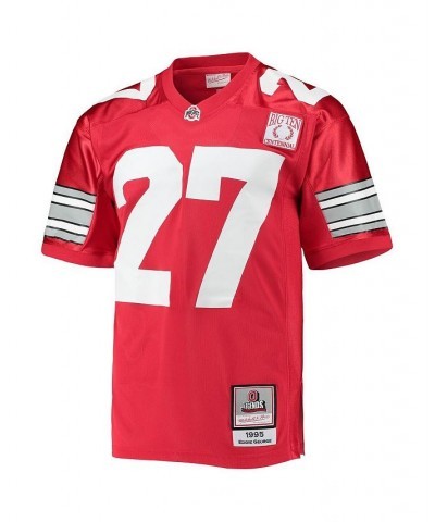 Men's Eddie George Scarlet Ohio State Buckeyes 1995 Authentic Throwback Football Jersey $136.40 Jersey