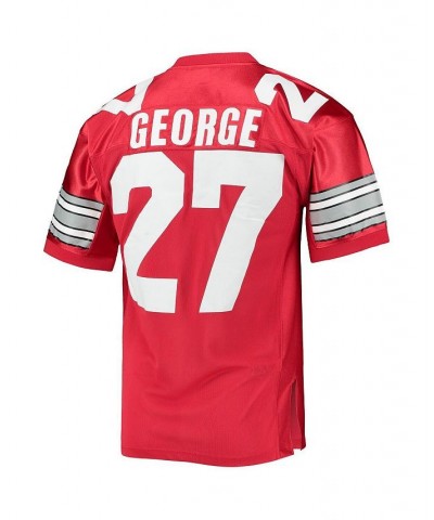 Men's Eddie George Scarlet Ohio State Buckeyes 1995 Authentic Throwback Football Jersey $136.40 Jersey