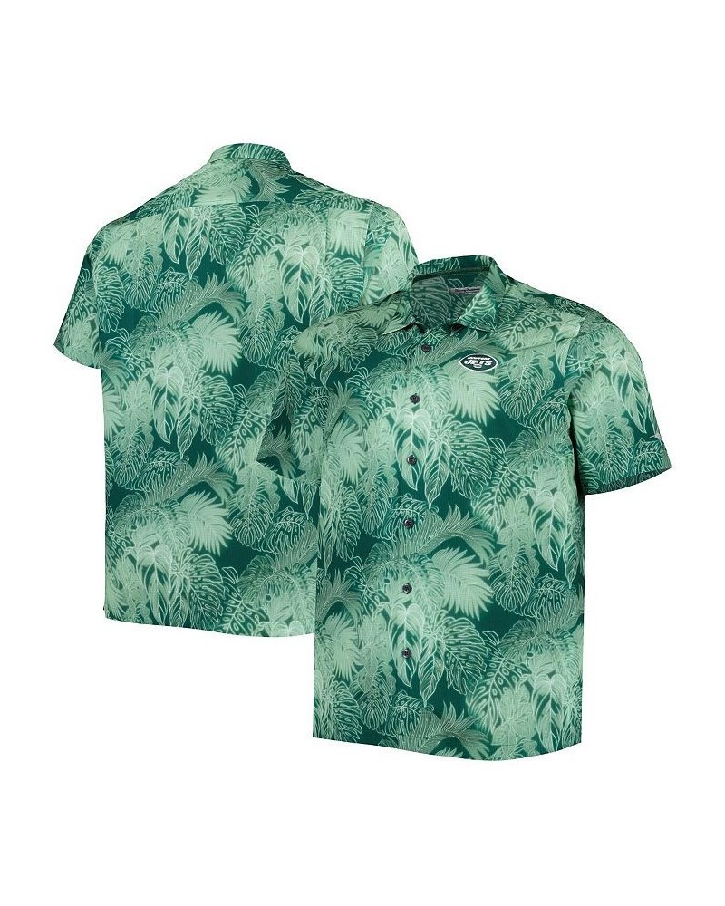 Men's Green New York Jets Big and Tall Bahama Coast Luminescent Fronds Camp IslandZone Button-Up Shirt $53.04 Shirts