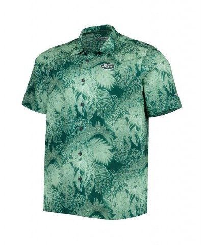 Men's Green New York Jets Big and Tall Bahama Coast Luminescent Fronds Camp IslandZone Button-Up Shirt $53.04 Shirts