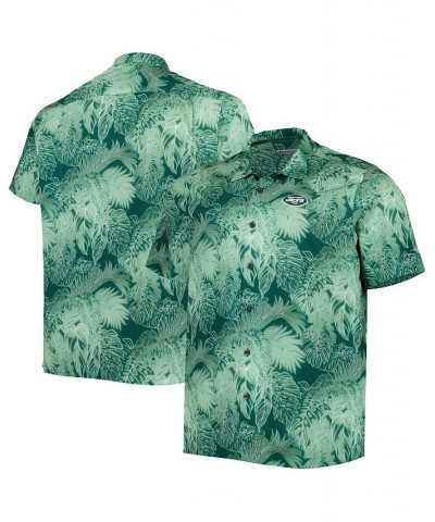 Men's Green New York Jets Big and Tall Bahama Coast Luminescent Fronds Camp IslandZone Button-Up Shirt $53.04 Shirts