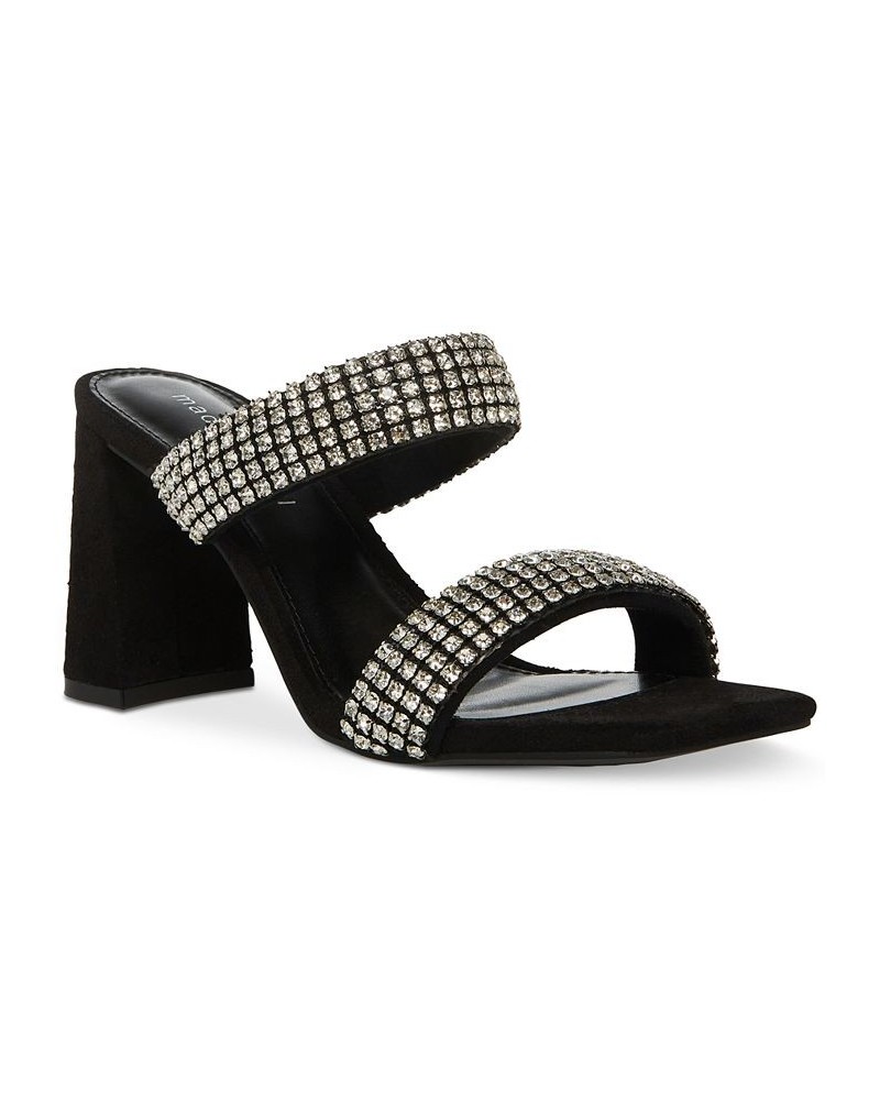 Women's Wit Rhinestone Block-Heel Dress Sandals Black $22.10 Shoes