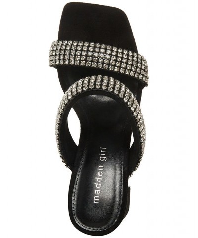 Women's Wit Rhinestone Block-Heel Dress Sandals Black $22.10 Shoes