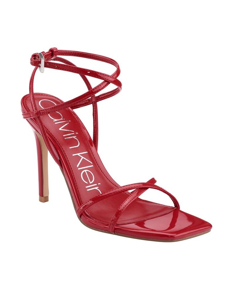 Women's Tegin Strappy Dress High Heel Sandals Red $41.58 Shoes