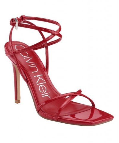 Women's Tegin Strappy Dress High Heel Sandals Red $41.58 Shoes