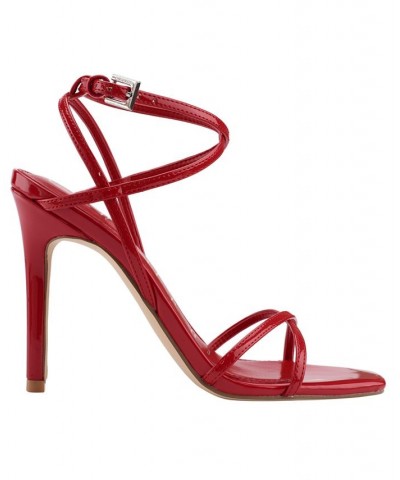 Women's Tegin Strappy Dress High Heel Sandals Red $41.58 Shoes