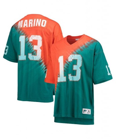 Men's Dan Marino Orange, Aqua Miami Dolphins Retired Player Name and Number Diagonal Tie-Dye V-Neck T-shirt $42.50 T-Shirts