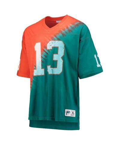 Men's Dan Marino Orange, Aqua Miami Dolphins Retired Player Name and Number Diagonal Tie-Dye V-Neck T-shirt $42.50 T-Shirts