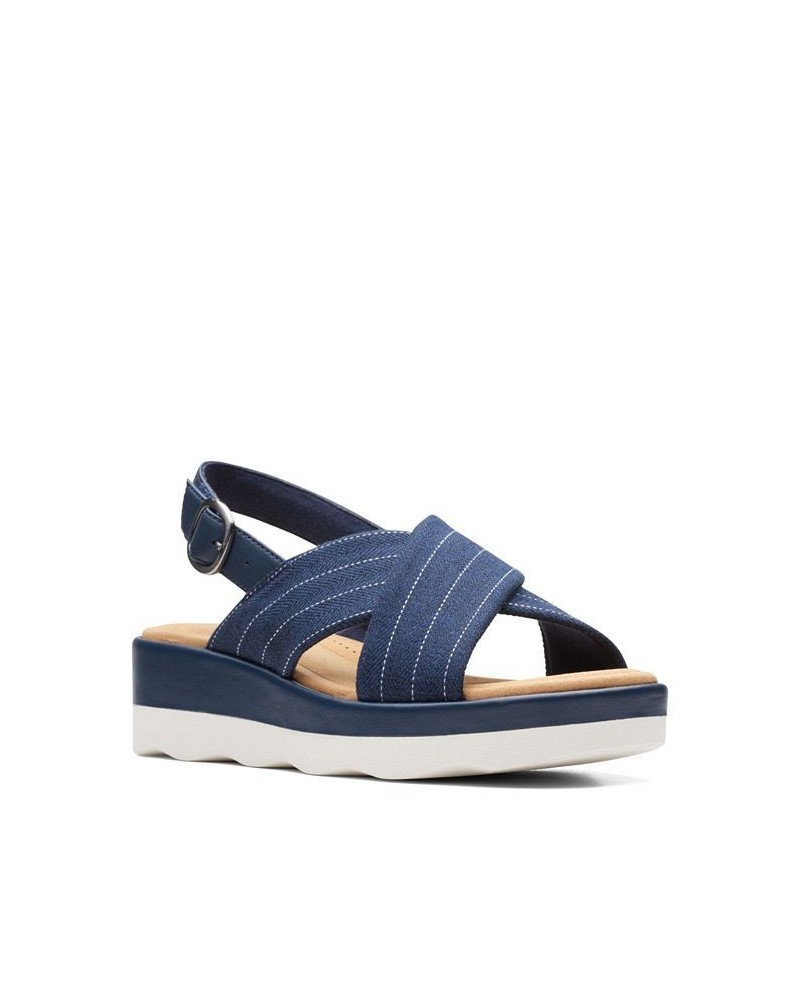 Women's Collection Clara Cove Wedge Sandal Blue $35.00 Shoes