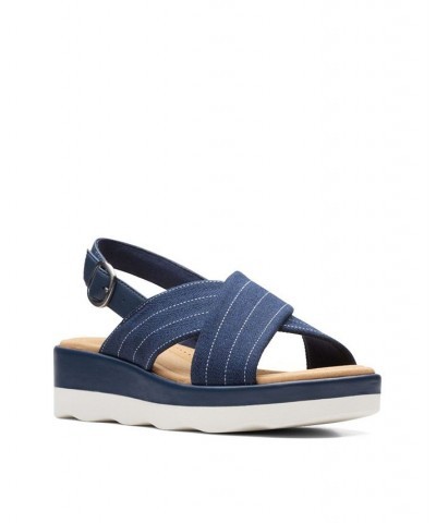 Women's Collection Clara Cove Wedge Sandal Blue $35.00 Shoes