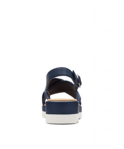 Women's Collection Clara Cove Wedge Sandal Blue $35.00 Shoes