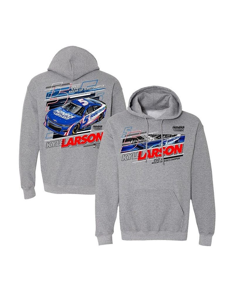 Men's Heathered Gray Kyle Larson Car Pullover Hoodie $37.09 Sweatshirt