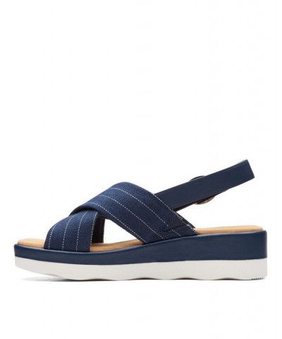 Women's Collection Clara Cove Wedge Sandal Blue $35.00 Shoes