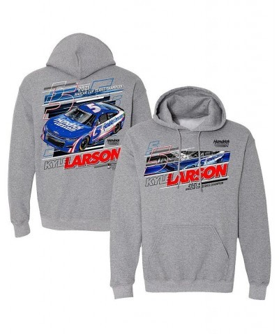 Men's Heathered Gray Kyle Larson Car Pullover Hoodie $37.09 Sweatshirt