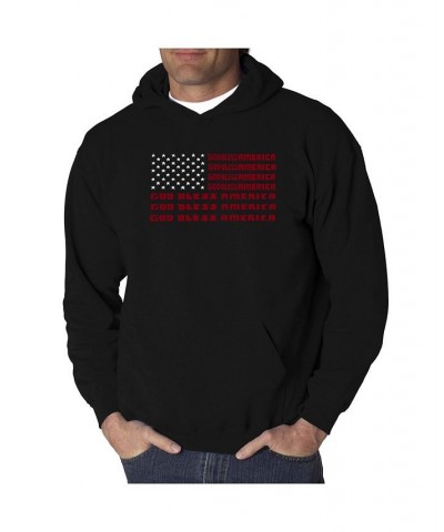 Men's Word Art Hooded Sweatshirt - God Bless America Black $25.20 Sweatshirt