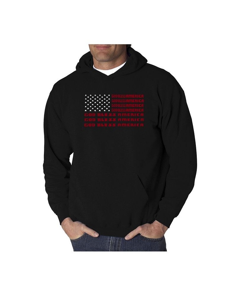 Men's Word Art Hooded Sweatshirt - God Bless America Black $25.20 Sweatshirt