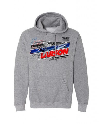 Men's Heathered Gray Kyle Larson Car Pullover Hoodie $37.09 Sweatshirt