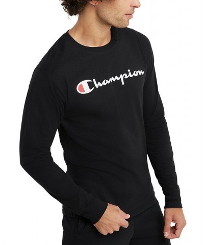 Men's Script-Logo Long Sleeve Tshirt Black $14.30 T-Shirts