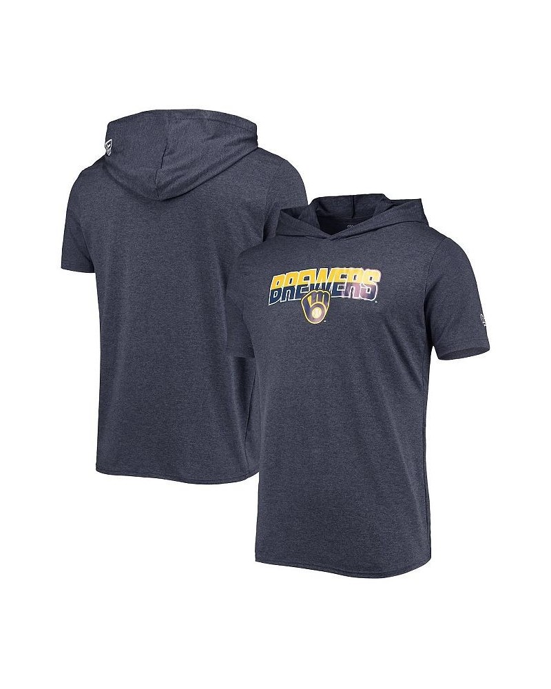 Men's Heathered Navy Milwaukee Brewers Hoodie T-shirt $29.99 T-Shirts