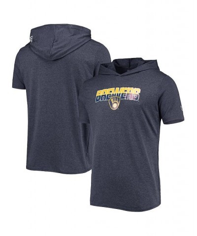 Men's Heathered Navy Milwaukee Brewers Hoodie T-shirt $29.99 T-Shirts