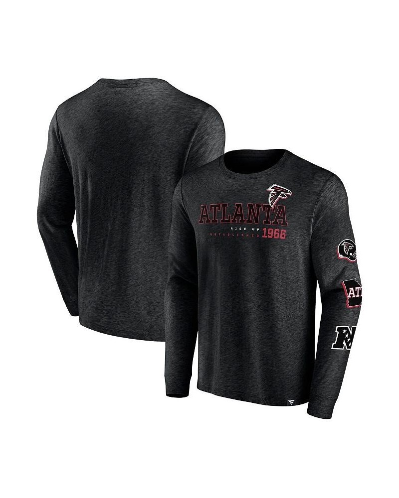 Men's Branded Heather Black Atlanta Falcons High Whip Pitcher Long Sleeve T-shirt $26.49 T-Shirts