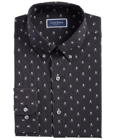 Men's Slim Fit Skull Print Dress Shirt Multi $16.80 Dress Shirts