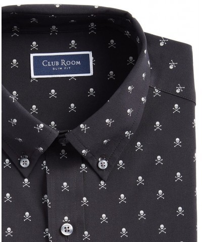 Men's Slim Fit Skull Print Dress Shirt Multi $16.80 Dress Shirts