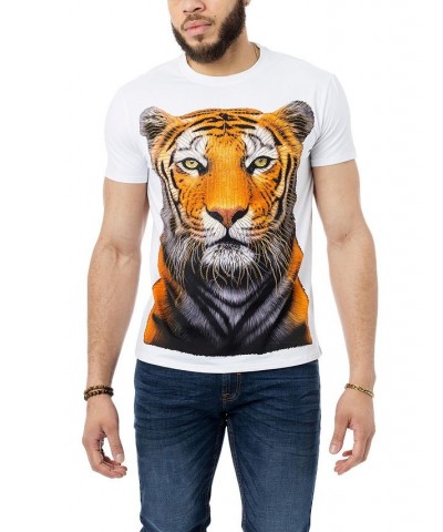 Men's Tiger Rhinestone T-shirt White $20.25 T-Shirts