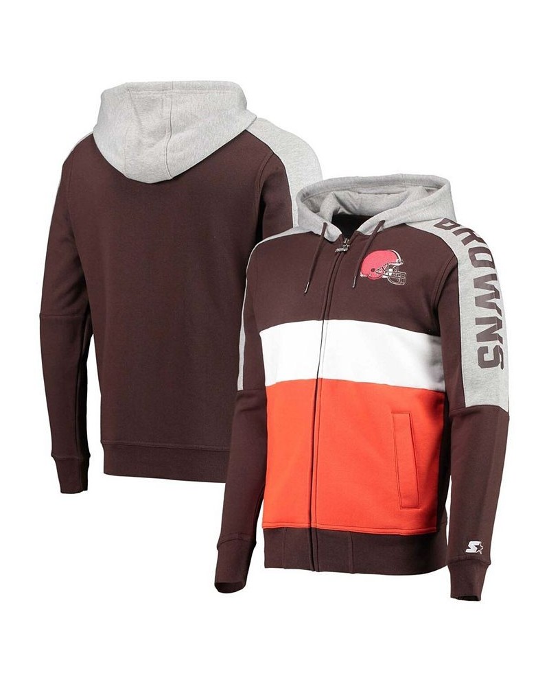 Men's Brown, Orange Cleveland Browns Playoffs Color Block Full-Zip Hoodie $47.69 Sweatshirt