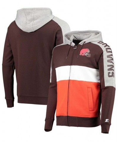 Men's Brown, Orange Cleveland Browns Playoffs Color Block Full-Zip Hoodie $47.69 Sweatshirt