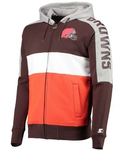 Men's Brown, Orange Cleveland Browns Playoffs Color Block Full-Zip Hoodie $47.69 Sweatshirt