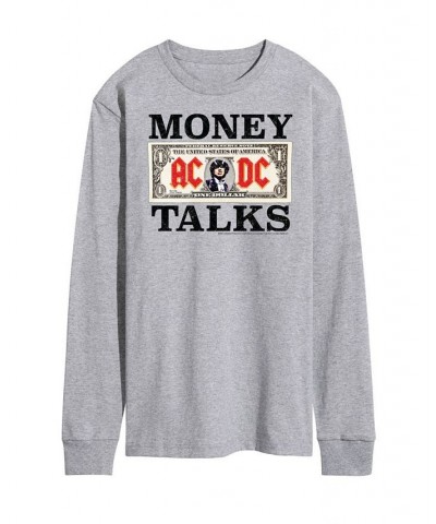 Men's ACDC Money Talks Long Sleeve T-shirt Gray $25.20 T-Shirts