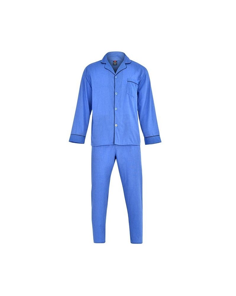 Hanes Men's Big and Tall Cvc Broadcloth Pajama Set Medium Blue $18.07 Pajama