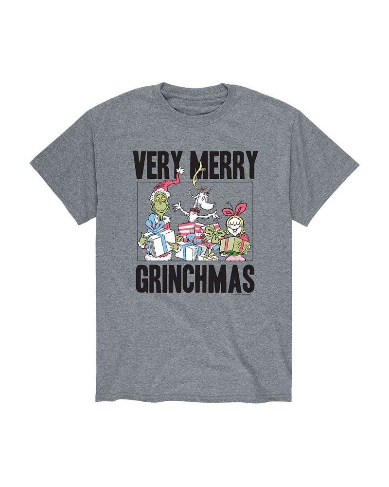 Men's Dr. Seuss The Grinch Very Merry Grinchmas T-shirt Gray $17.50 T-Shirts