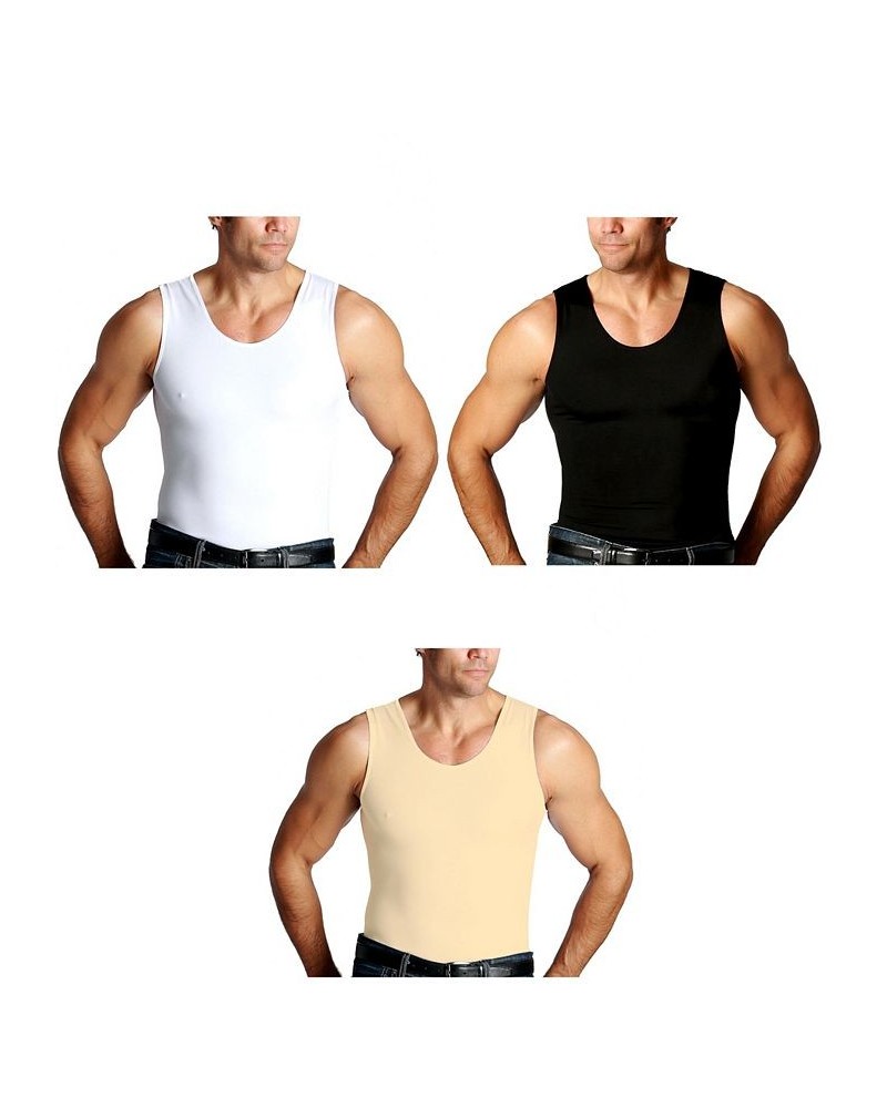 Men's Big & Tall Insta Slim 3 Pack Compression Muscle Tank T-Shirts Black $81.25 Undershirt