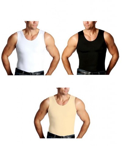 Men's Big & Tall Insta Slim 3 Pack Compression Muscle Tank T-Shirts Black $81.25 Undershirt