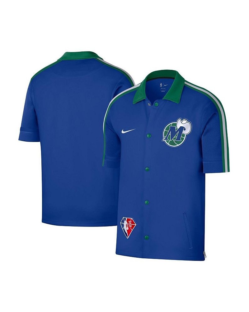 Men's Blue, Green Dallas Mavericks 2021/22 City Edition Therma Flex Showtime Short Sleeve Full-Snap Collar Jacket $46.00 Jackets