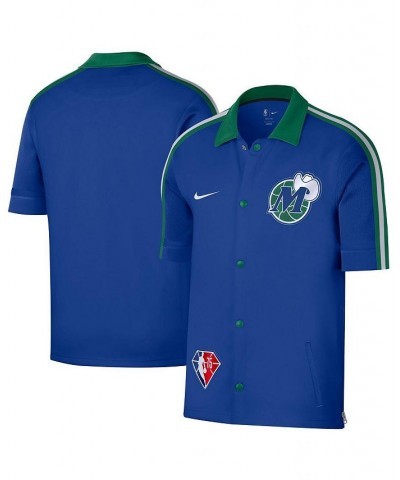 Men's Blue, Green Dallas Mavericks 2021/22 City Edition Therma Flex Showtime Short Sleeve Full-Snap Collar Jacket $46.00 Jackets