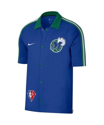 Men's Blue, Green Dallas Mavericks 2021/22 City Edition Therma Flex Showtime Short Sleeve Full-Snap Collar Jacket $46.00 Jackets